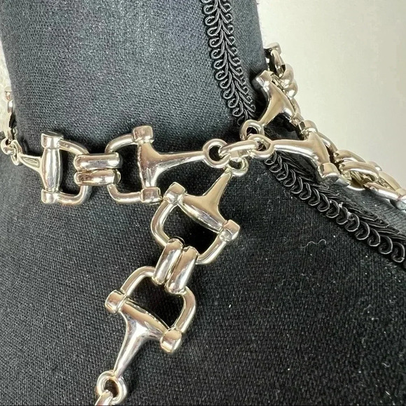 ESCADA Women’s Vintage Designer Silver Tone Equestrian Horse Bit Chain Link Belt